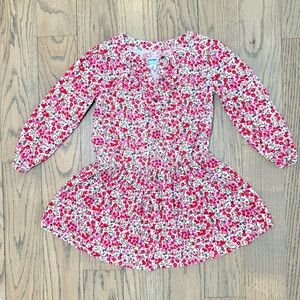 Old Navy Girls Corduroy Floral Red, Pink and White Dress with Ruffled Chest 5T